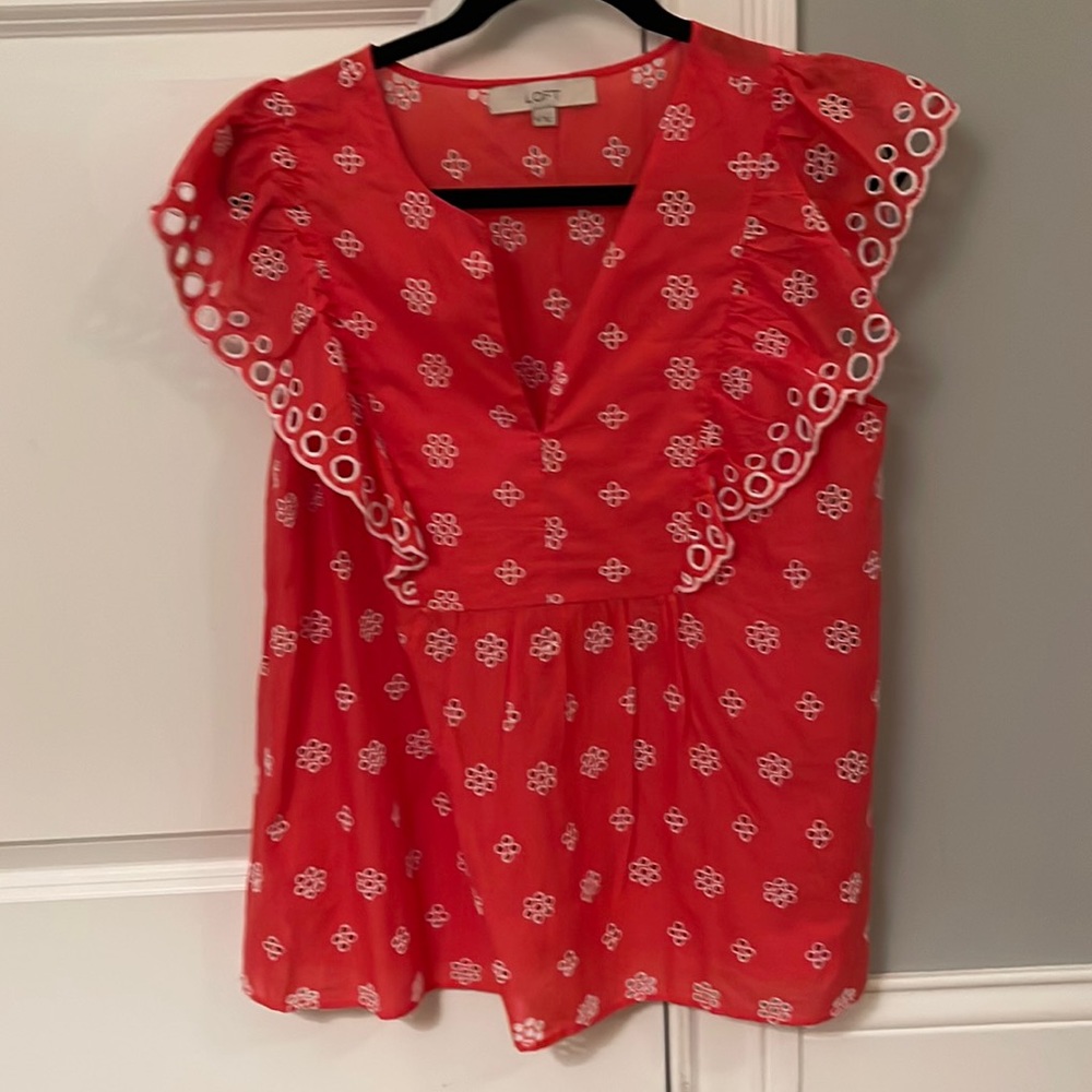 COPY - Fun, flowy LOFT top, great with white shorts or white jeans